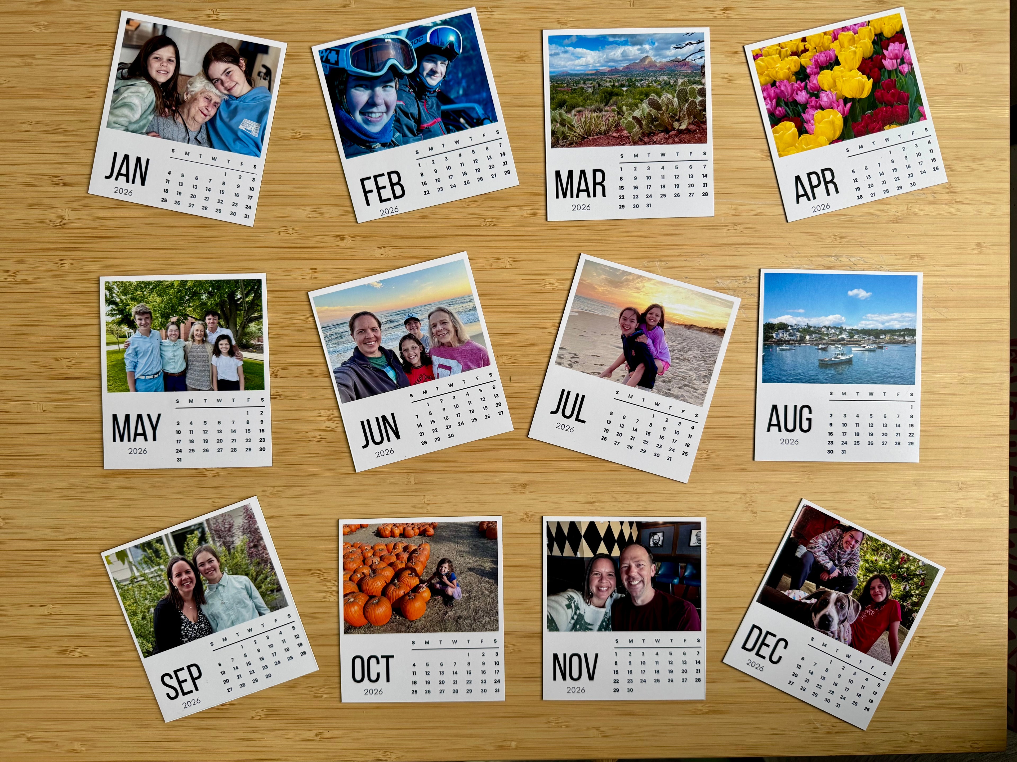 Custom Photo Magnets: Monthly Calendar Set (Flexible Vinyl Magnets)